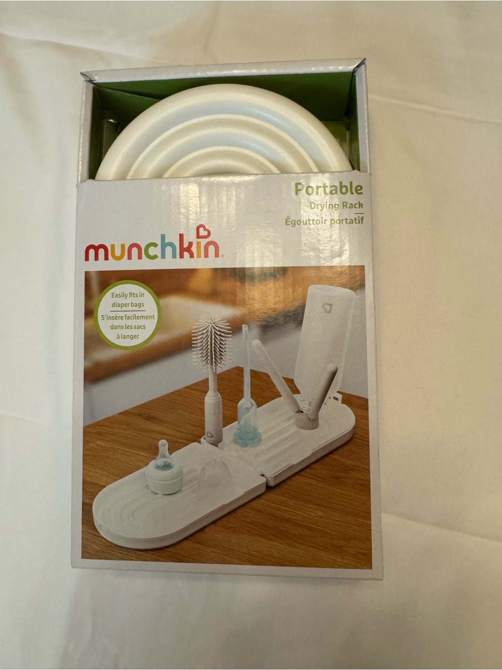 Munchkin White Portable Bottle Drying Rack with Light Green Accent